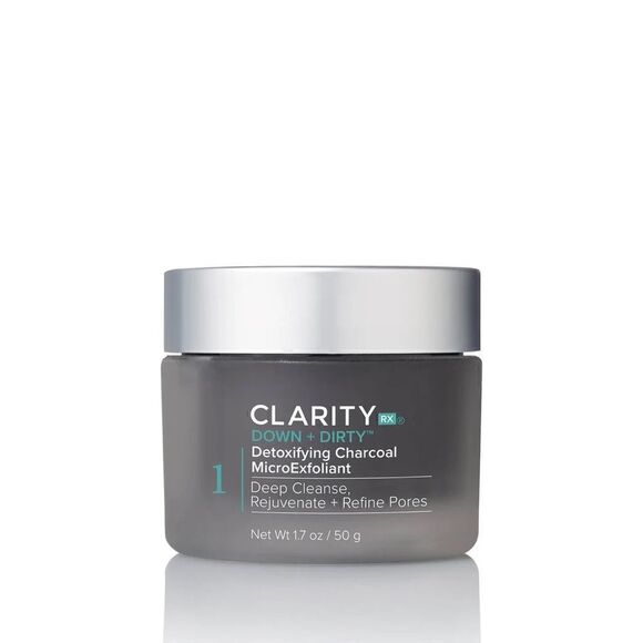 Clarity RX Down + Dirty Detoxifying Charcoal MicroExfoliant deep cleanse NEW - Picture 1 of 6